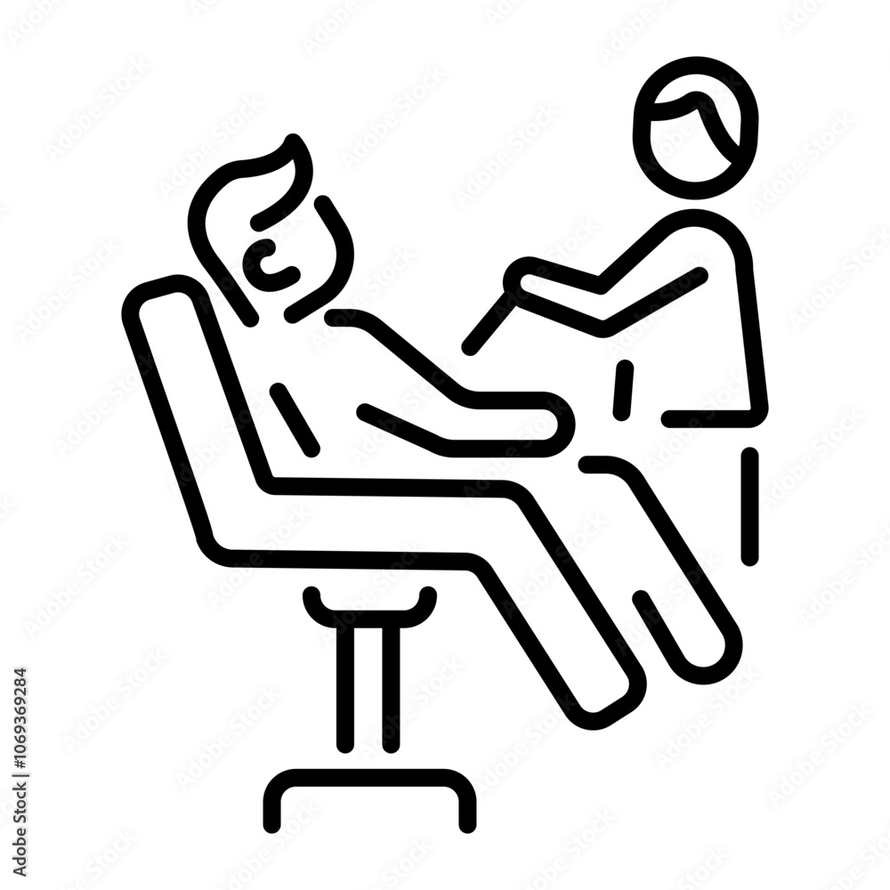 A linear icon of a person getting tattoo A linear icon of a person getting tattoo