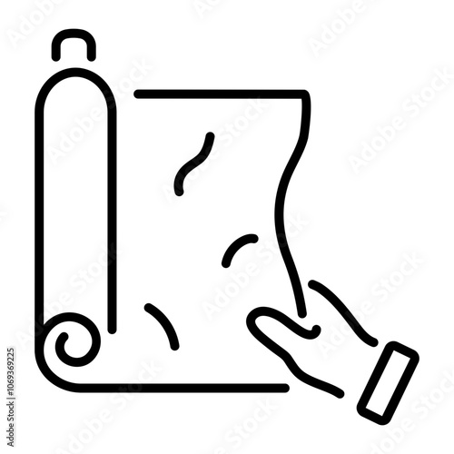 A linear icon of a roll of cling wrap