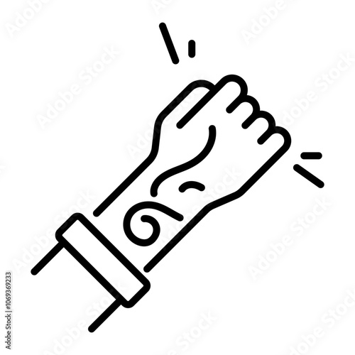 A linear icon of a tattooed wrist