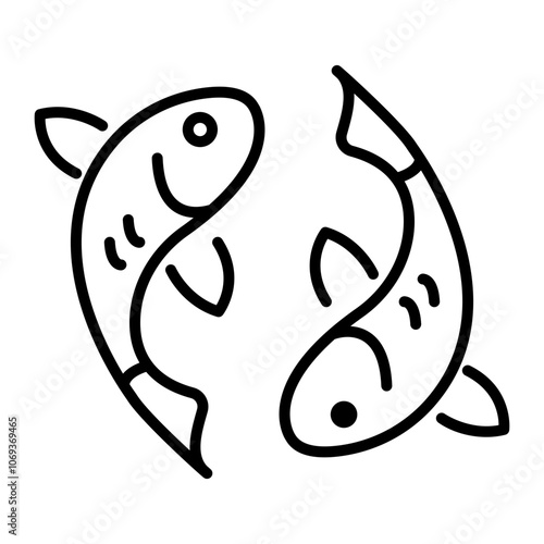 A linear icon of a pisces tattoo
