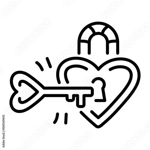 A linear icon of love lock tattoo 