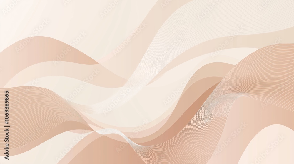 Fototapete mit Sanfte abstrakte Wellen in Beige und Blush #1069369865