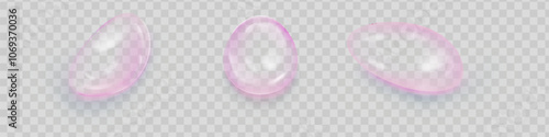 Collagen blue and pink drops. Hyaluronic acid bubbles. Cosmetic serum. Skincare product. Vector illustration