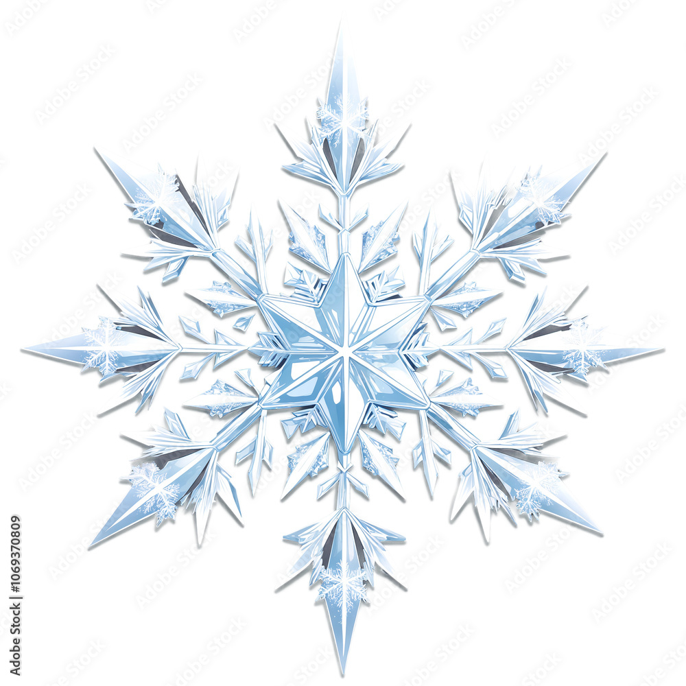Detailed blue snowflake on a transparent background Detailed blue snowflake on a transparent background