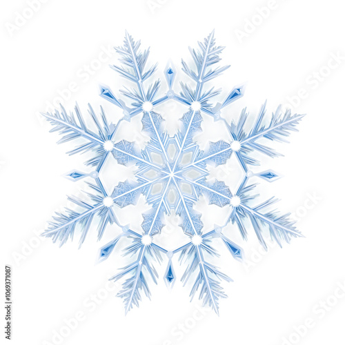 Blue snowflake on a transparent background