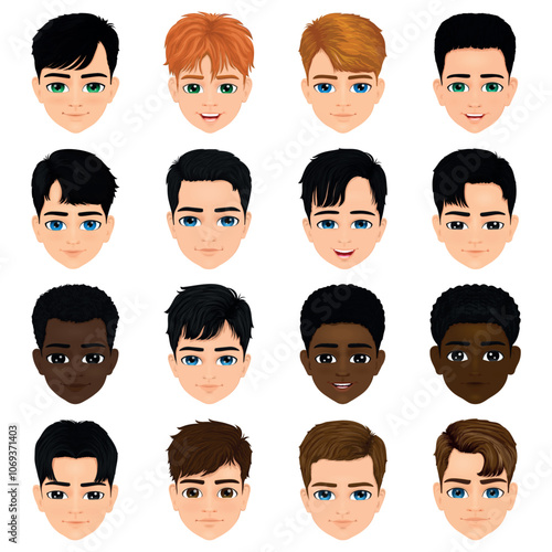 heads or faces of children or adolescents of different races