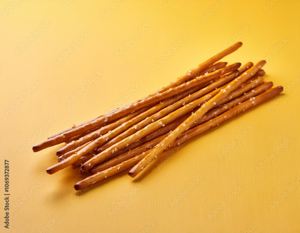 pretzel sticks isolated on yellow background pretzel sticks isolated on yellow background