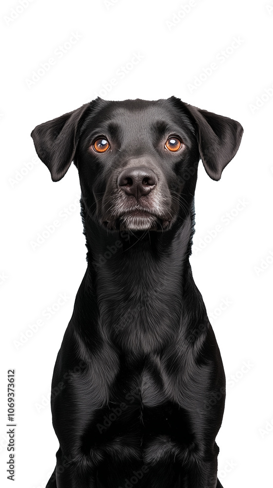 Black Dog Sitting on Transparent Background Black Dog Sitting on Transparent Background