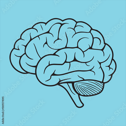 human brain vector illustration.  brain stroke simple illustration. human brain icon, vector image on yellow background