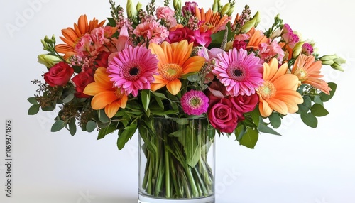 Wallpaper Mural Colorful floral arrangement in a glass vase showcasing vibrant blooms and greenery Torontodigital.ca