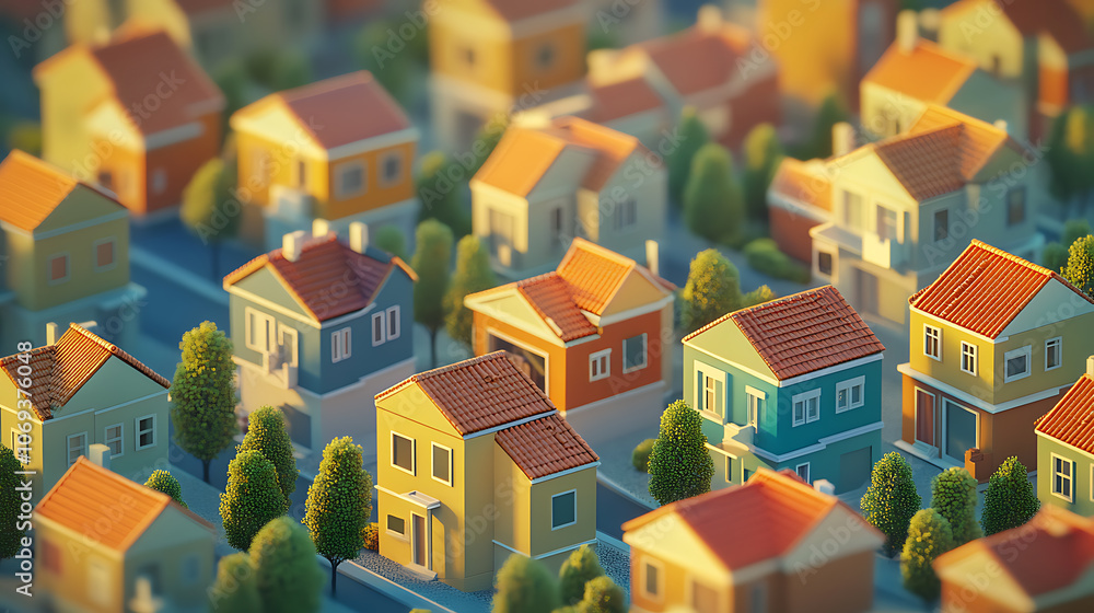 An illustrative concept of the housing market, showcasing residential real estate development, property investment growth, and the upward trend in housing sales and prices An illustrative concept of the housing market, showcasing residential real estate development, property investment growth, and the upward trend in housing sales and prices