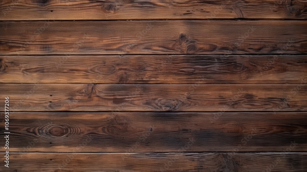 Rustic Dark Brown Wooden Planks with Natural Grain and Knots, Smooth Surface Reflecting Light, Warm and Earthy Background Rustic Dark Brown Wooden Planks with Natural Grain and Knots, Smooth Surface Reflecting Light, Warm and Earthy Background