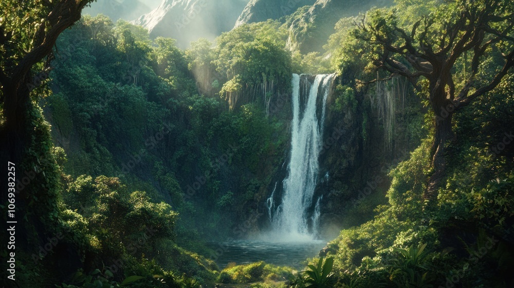 Waterfall in a Lush Jungle Waterfall in a Lush Jungle