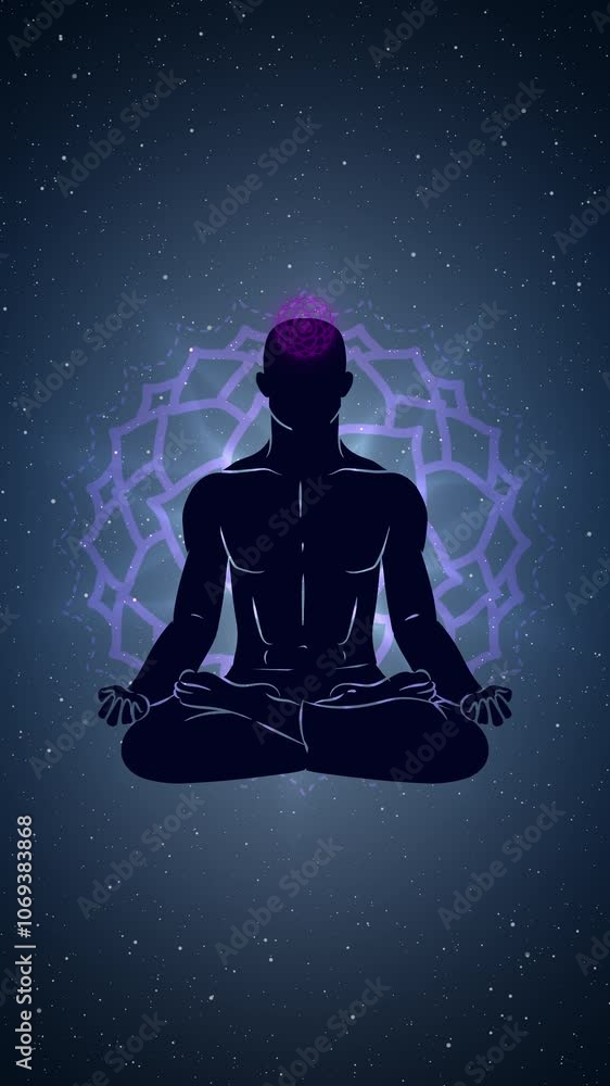 Sasarara chakra with meditation human in lotus pose Sasarara chakra with meditation human in lotus pose