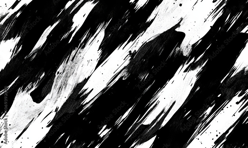 The composition showcases striking bold brush strokes in black and white, creating a dynamic seamless pattern that enhances any artistic design The composition showcases striking bold brush strokes in black and white, creating a dynamic seamless pattern that enhances any artistic design