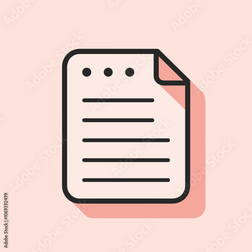 Simple icon of a document on a peach background with a long shadow and clean design.