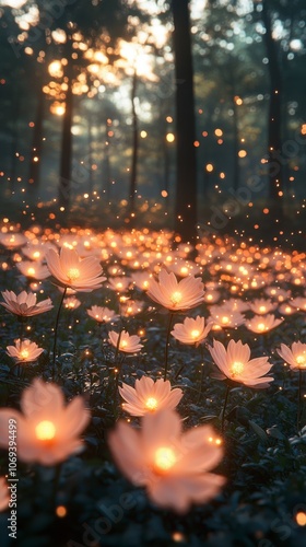 Wallpaper Mural Glowing Flowers in a Magical Forest Torontodigital.ca