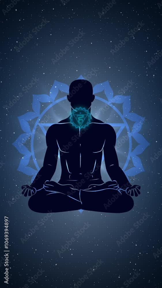 Vasudha chakra with meditation human in lotus pose Vasudha chakra with meditation human in lotus pose