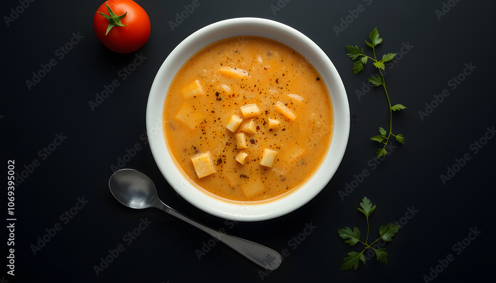 Homemade Sopa a La Minuta in a white bowl on a black background, top view. Flat lay, overhead, from above. Copy space isolated with white highlights, png Homemade Sopa a La Minuta in a white bowl on a black background, top view. Flat lay, overhead, from above. Copy space isolated with white highlights, png