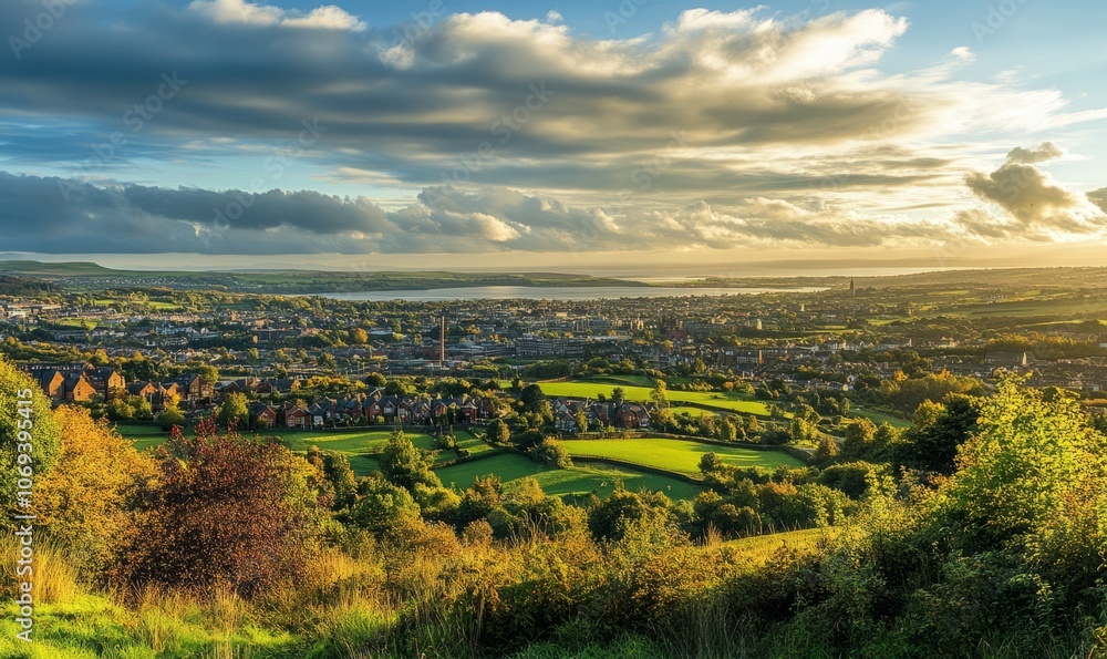 Naklejka premium panoramic view of newry area from flagstaff viewpoint ,Northern Ireland