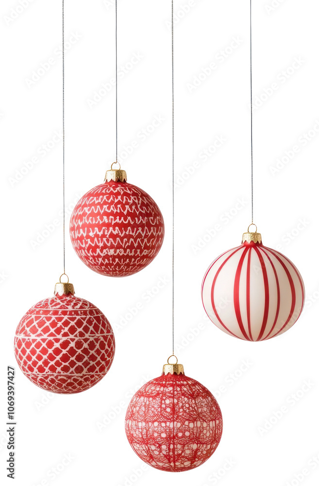 PNG A four cute christmas pattern red baubles hanging down ornaments white accessories. PNG A four cute christmas pattern red baubles hanging down ornaments white accessories.