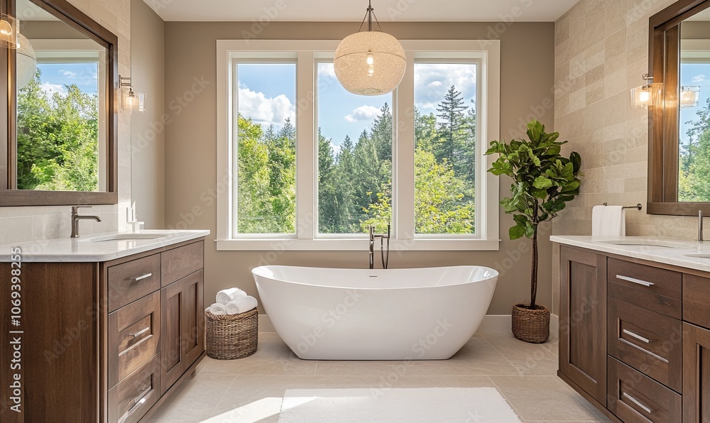 This luxurious bathroom showcases a spacious layout with modern fixtures and elegant design elements, creating a perfect blend of style and comfort This luxurious bathroom showcases a spacious layout with modern fixtures and elegant design elements, creating a perfect blend of style and comfort