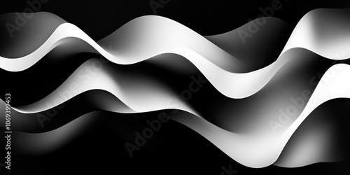 Black and White Flowing Abstract Waves 