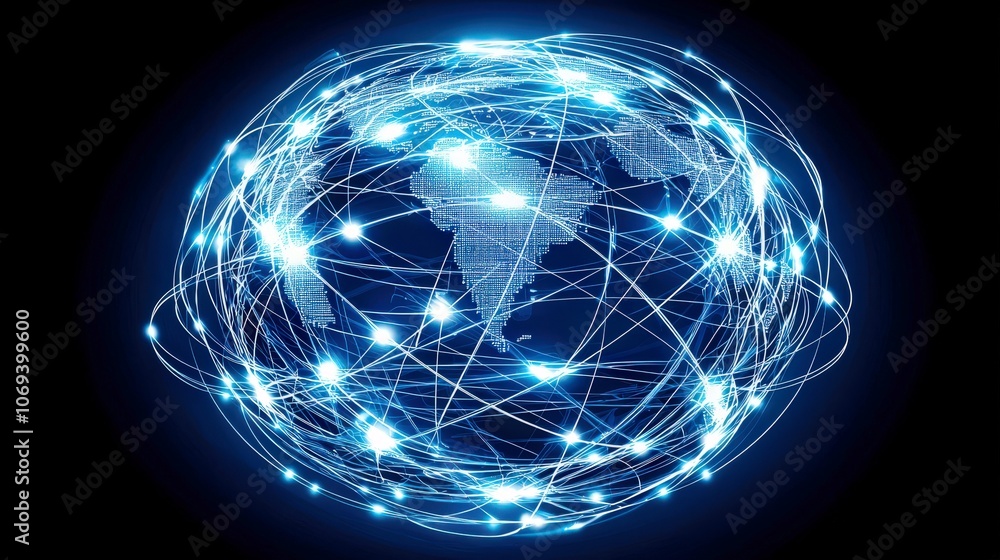 Artistic Representation of Earth with Network Connections Artistic Representation of Earth with Network Connections
