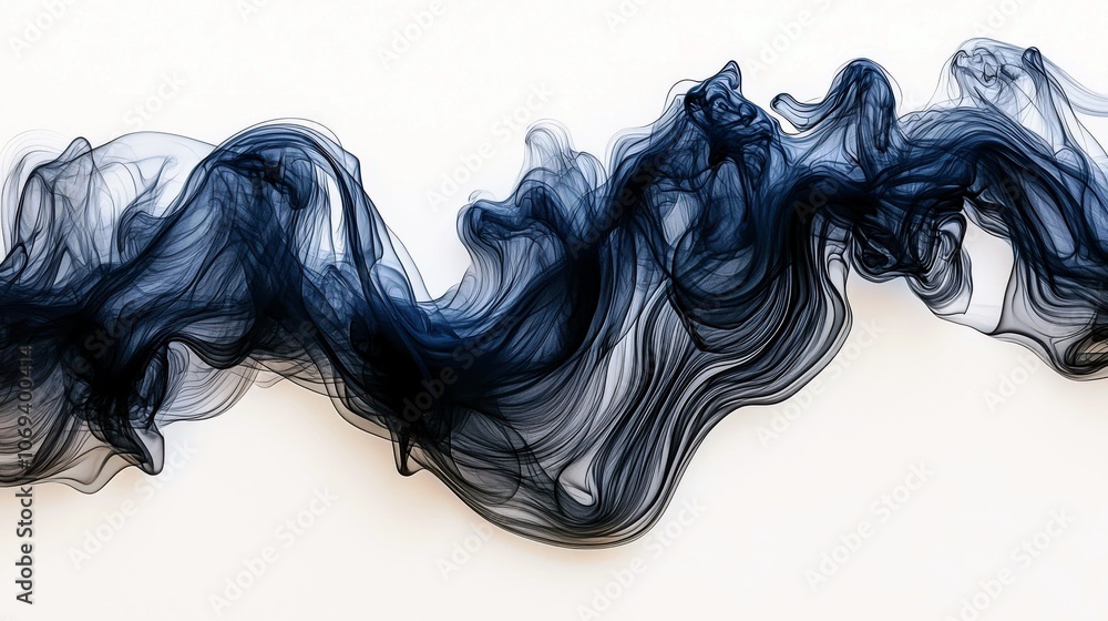 Abstract Smooth Flowing Dark Blue Smoke Illustration Abstract Smooth Flowing Dark Blue Smoke Illustration