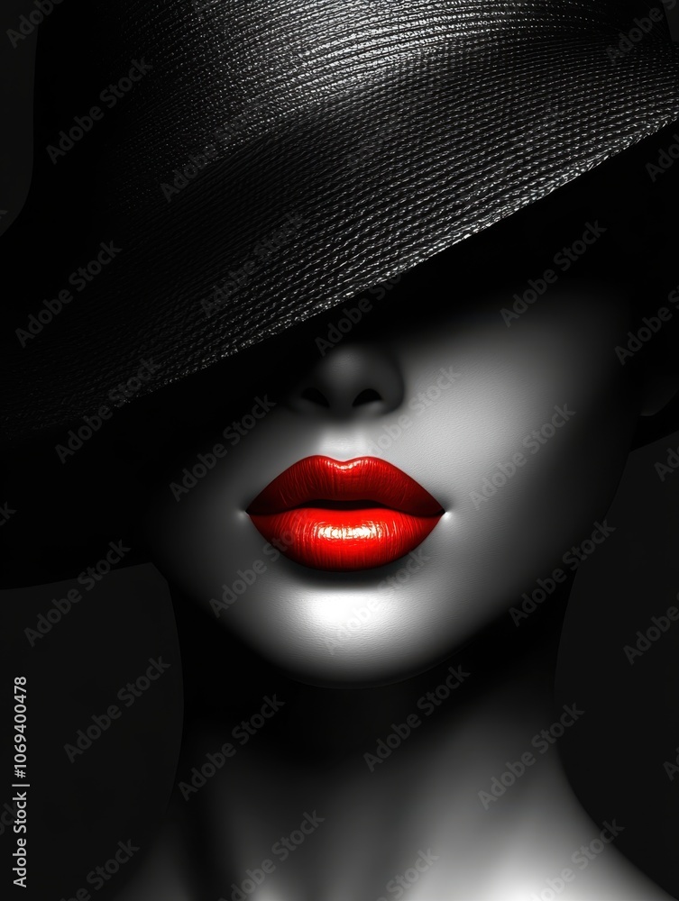 Fototapeta premium Red Lips in Darkness