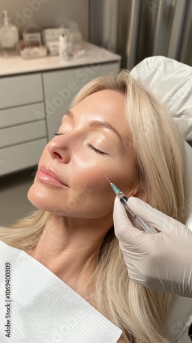 Cosmetic procedure for facial enhancement in modern clinic setting