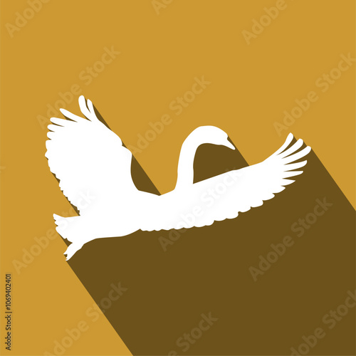 Minimalist Swan or Goose or Duck Silhouette Vector Graphic. Elegant Flying Bird Design for Backgrounds, Wallpapers, or Icons, Scalable and Editable EPS