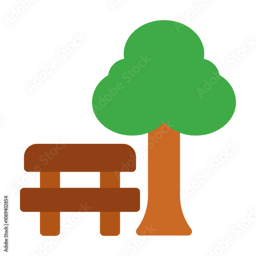 Park Icon in Color Fill. Flat Style