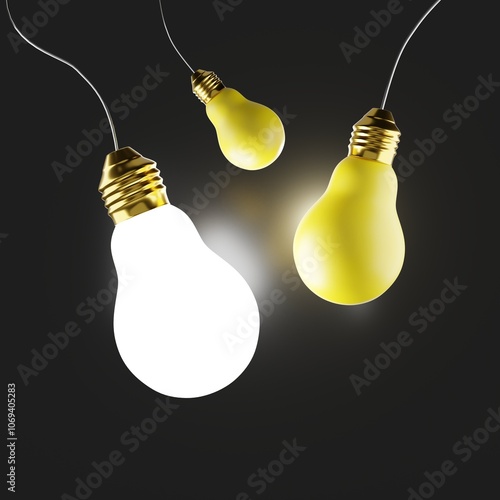 hanging light bulbs on black background