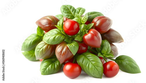 Fresh Basil png transparent photo isolated with white highlights, png