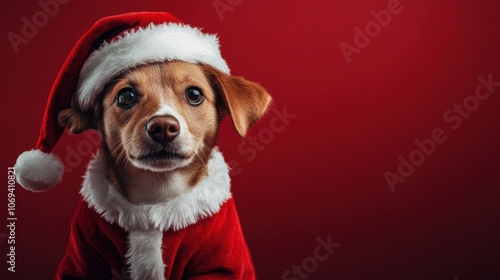 Adorable dog dressed as Christmas Theme Costume