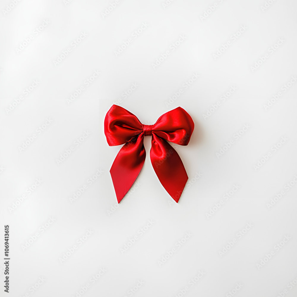 Shiny fabric bow. Christmas, New Year decor for a gift. Red satin. Generated in AI. Shiny fabric bow. Christmas, New Year decor for a gift. Red satin. Generated in AI.