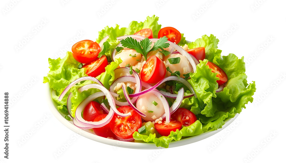 Fresh salad isolated with white highlights, png Fresh salad isolated with white highlights, png