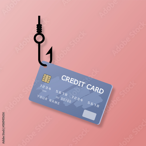 credit card and hook or bait illustration