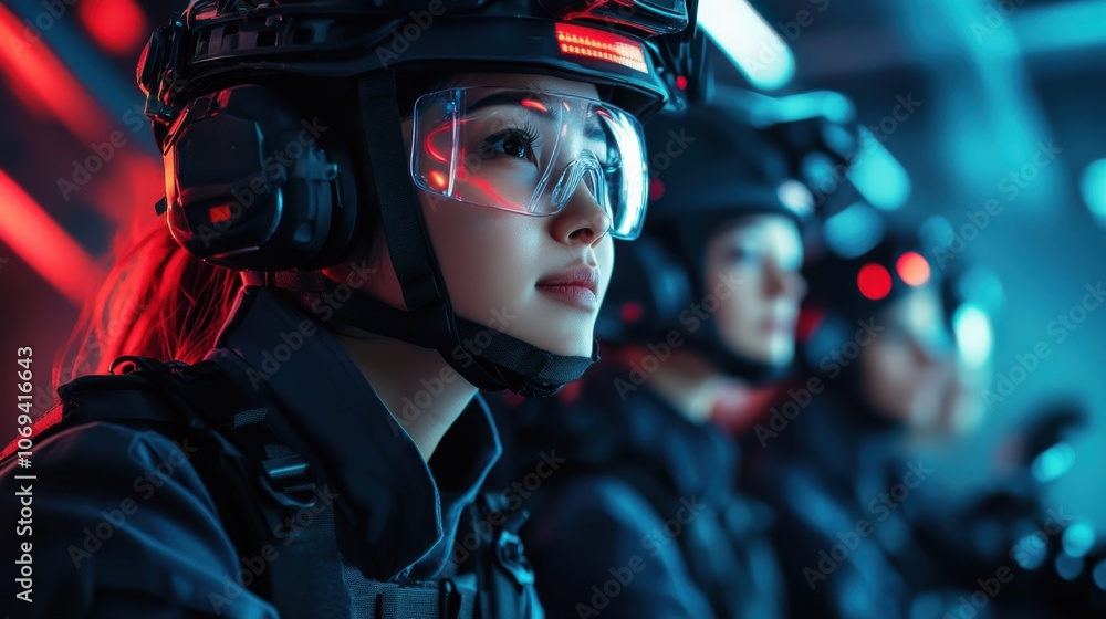 Futuristic Rescue Team in Action Futuristic Rescue Team in Action