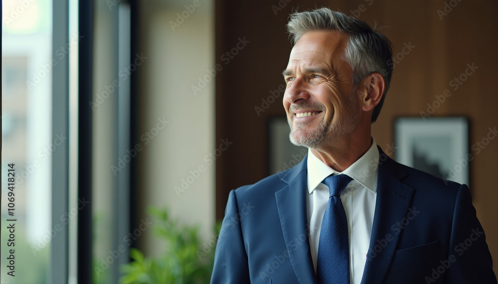Successful Businessman Looking Out the Window Successful Businessman Looking Out the Window