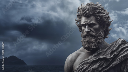 Statue of Odysseus Gazing Over the Sea with a Stoic Expression