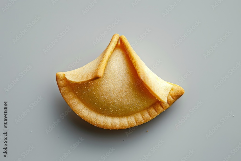 Fortune cookie with a paper fortune inside, placed against a plain light grey background, perfect Fortune cookie with a paper fortune inside, placed against a plain light grey background, perfect