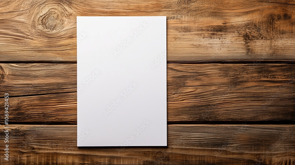 A blank sheet of paper on a rustic wooden surface, perfect for creative writing or artistic expressions during a calm afternoon A blank sheet of paper on a rustic wooden surface, perfect for creative writing or artistic expressions during a calm afternoon