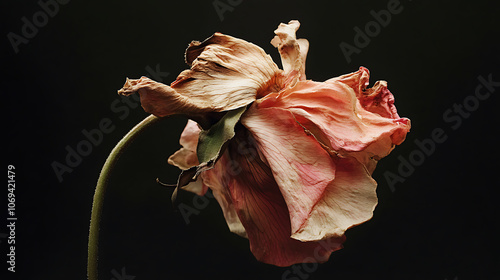 Fototapeta Naklejka Na Ścianę i Meble -  An image of a wilting flower or a dried-up plant