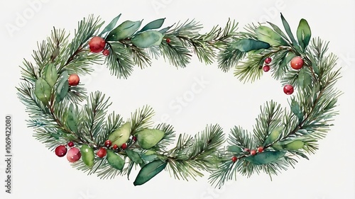 Wallpaper Mural A decorative wreath featuring greenery and red berries. Torontodigital.ca