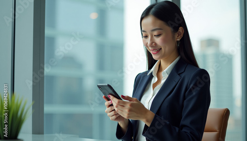 Businesswoman using smartphone in office