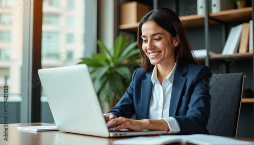 Successful Business Woman Working on Laptop