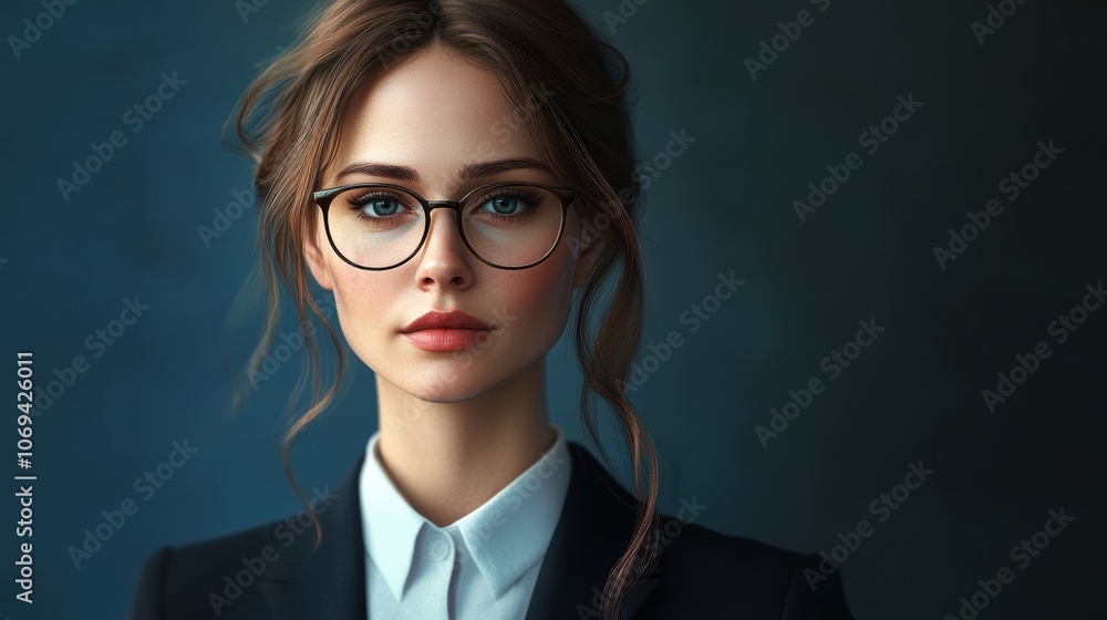 Portrait of a professional woman in glasses with elegant hairstyle Portrait of a professional woman in glasses with elegant hairstyle