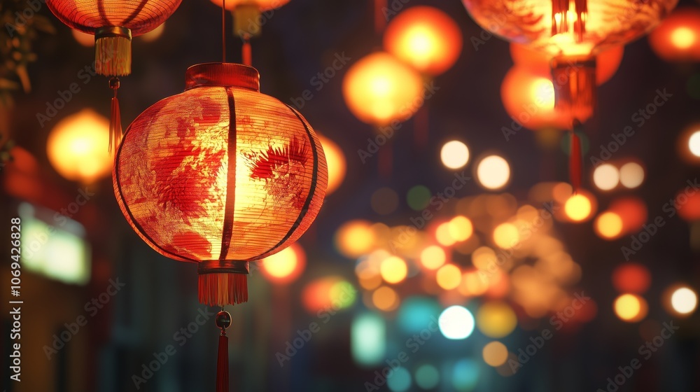 Glowing Paper Lantern Into Night Sky Representing Hopes and Dreams Glowing Paper Lantern Into Night Sky Representing Hopes and Dreams